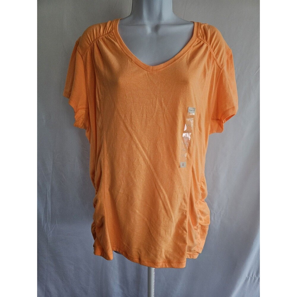 Tangerine T-Shirt Women's Peach Knit Ruched Top Plus Size XXL